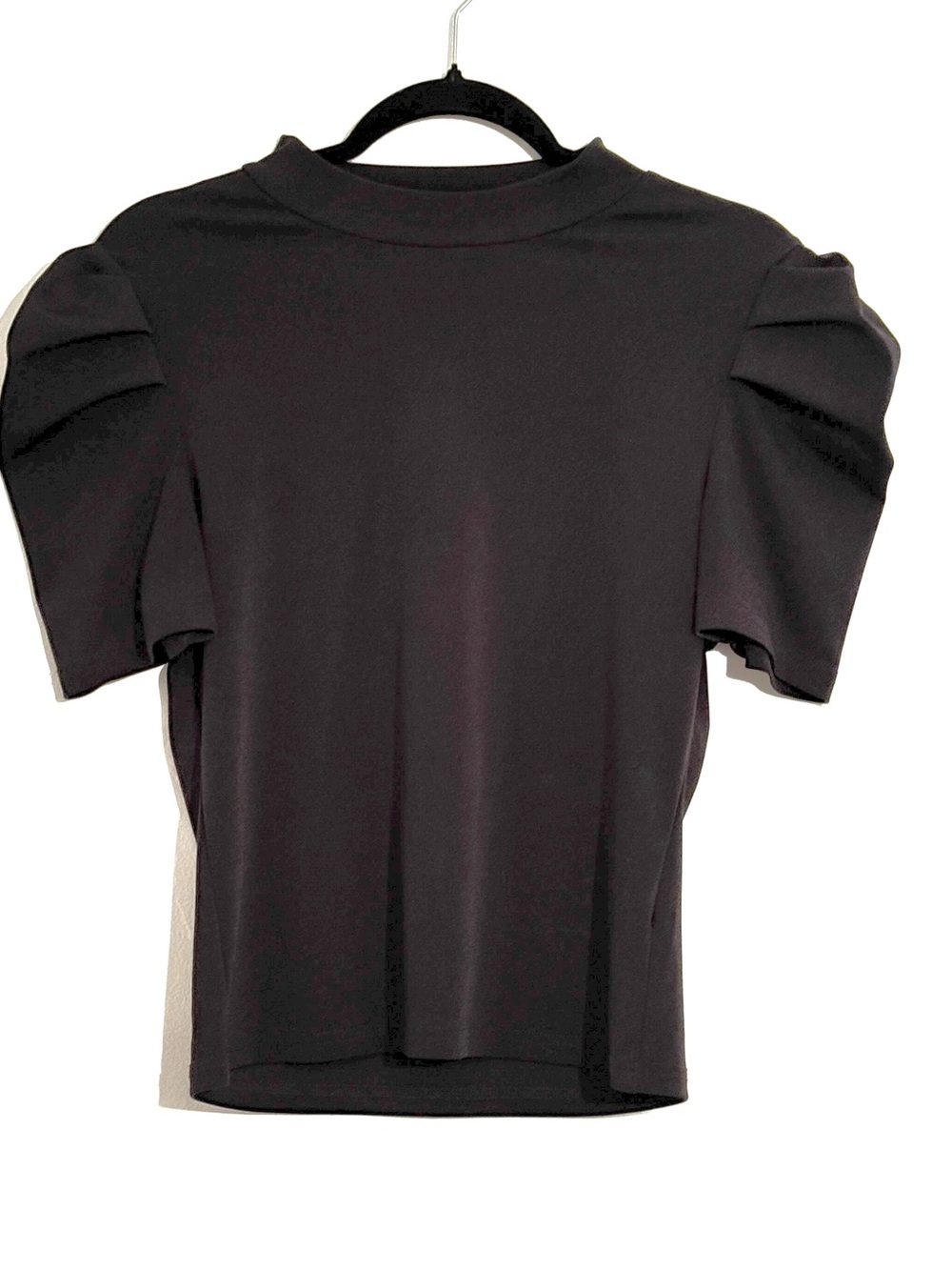 Black Ruffle Sleeve Mock Neck Top